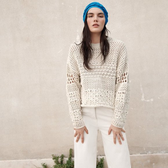 Zara Sweaters - Zara Sweater Bulky Off-White Open Weave Textured Polyester Sweater Small